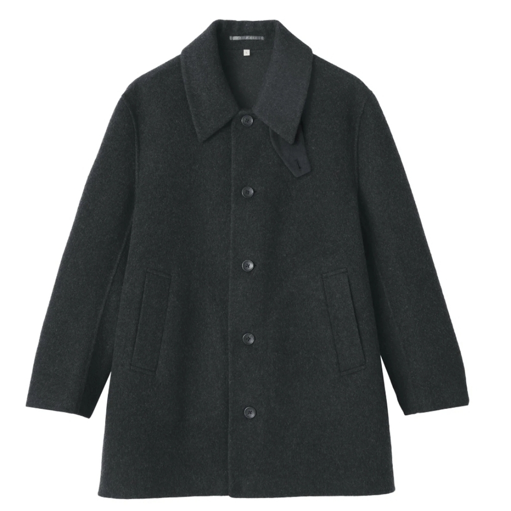 MUJI Lobo Cashmere Mix Soutien Collar Coat, Dark Gray,S,M,XL,Retail $400.00 USD
